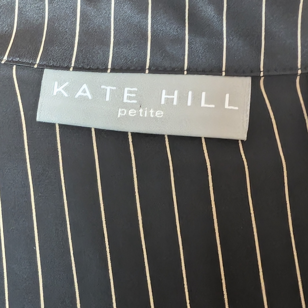 Kate Hill Black and White Striped Dress Shirt - Picture 8 of 10